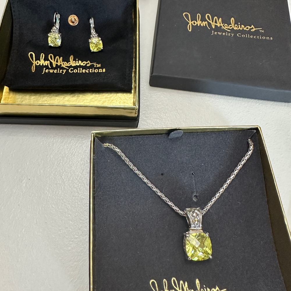 John Medeiros Designer Gem Necklace & Earrings set